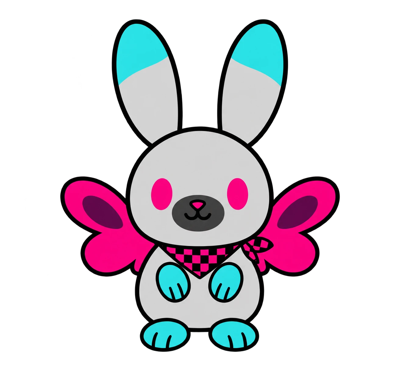 Conejito con alas magenta, ilustración de ejemplo